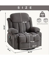 Boyel Living Swinging Recliner Massage Heated Sofa with Usb and 2 Cup Holders