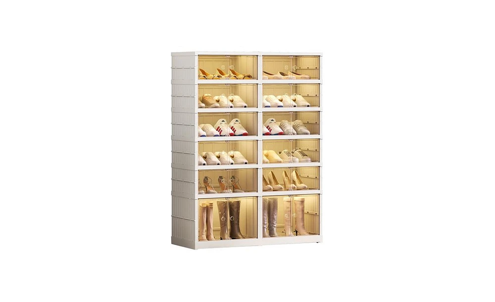 Slickblue 6-Tier Shoe Storage Cabinet for 24 Pairs - Portable Foldable Shoe Rack Organizer for Entryway, Closet, and Living Room