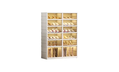 Slickblue 6-Tier Shoe Storage Cabinet for 24 Pairs - Portable Foldable Shoe Rack Organizer for Entryway, Closet, and Living Room