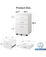 Devaise 3 Drawer Wood Mobile File Cabinet, Rolling Filing Cabinet for Letter/A4 Size