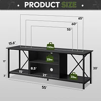 Wlive TV Stand for 55 65 Inch TvEntainment Center with Storage Console Bedroom and Living Room Industrial Midea Open Shelf Met