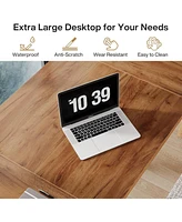 Tribesigns 70 Inch Large Computer Desk, Farmhouse Office Desk Writing Study Desk with Solid Wood Leg's, Executive Desk with Thickened Frame and Board