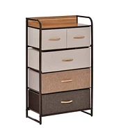 Homcom 5-Drawer Fabric Dresser Tower with Steel Frame for Hallway