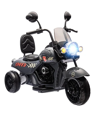 Qaba 6V 3 Wheel Electric Motorcycle for Kids w/ Headlights, Music,