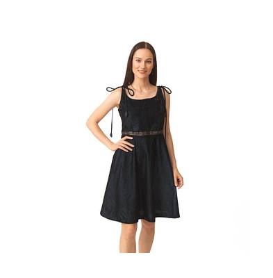 Raas Women's Fit and Flare Velvet Dress