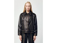 Atrio Women's Eugenia Leather Jacket, Classic cut. By Atrio