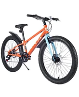 Streamdale Furniture 24 Inch Bicycles, Fat Tire Mountain Bike for Boys and Girls Age 10 + Years, Dual-Disc Brake,Shimano 7-Speed, Kids Beach and Snow