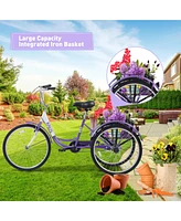 Streamdale Furniture Adult Tricycle Trikes,3-Wheel Bikes,24 Inch Wheels Cruiser Bicycles with Large Shopping Basket for Women and Men