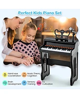 Gymax 37-Key Music Piano Keyboard Kids Learning Toy Instrument w/ Microphone