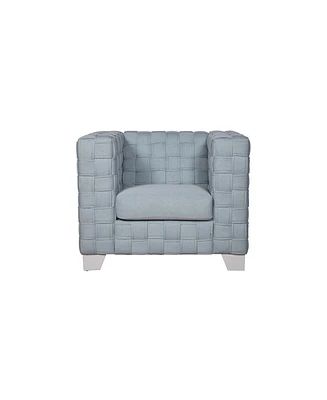 Streamdale Furniture Saree Chair, Light Teal Chenille & White Finish