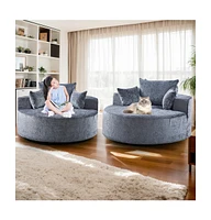 55''L Chenille Sponge single sofa,No Assembly Required,Fluffy Modern Sleeper Chair for Living room, Bedroom