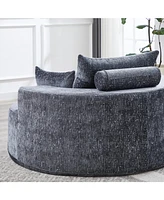 55''L Chenille Sponge single sofa,No Assembly Required,Fluffy Modern Sleeper Chair for Living room, Bedroom