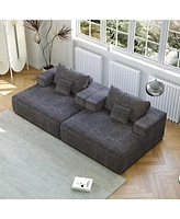 55-inch Chenille Sponge Sofa Lounge Chair,No Assembly Required,Fluffy Modern Sleeper Chair for Indoor Living Room Bedroom