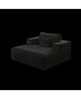 55-inch Chenille Sponge Sofa Lounge Chair,No Assembly Required,Fluffy Modern Sleeper Chair for Indoor Living Room Bedroom