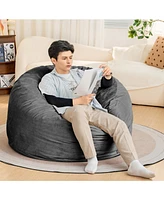Bean Bag Chair 4Foot Luxurious Velvet Ultra Soft Fur with High-Rebound Memory Foam for Adults Plush Lazy Sofa with Fluffy Removable Sponge