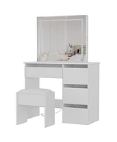 gaomon Vanity Desk, Makeup Vanity Desk, Light Mirror and Power Outlet