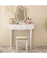 gaomon Vanity Desk with Stool, Makeup Vanity Desk with Touch Light Mirror