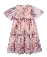 Rare Editions Little Girls Shimmer Floral Mesh Dress