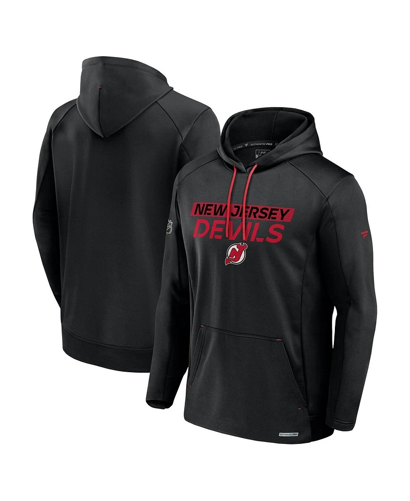 Fanatics Men's Black New Jersey Devils Authentic Pro Rink Fleece Pullover Hoodie