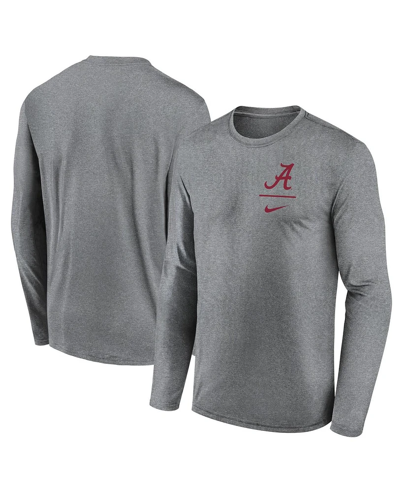 Nike Men's Heather Gray Alabama Crimson Tide Primary Stack Legend Long Sleeve T-Shirt