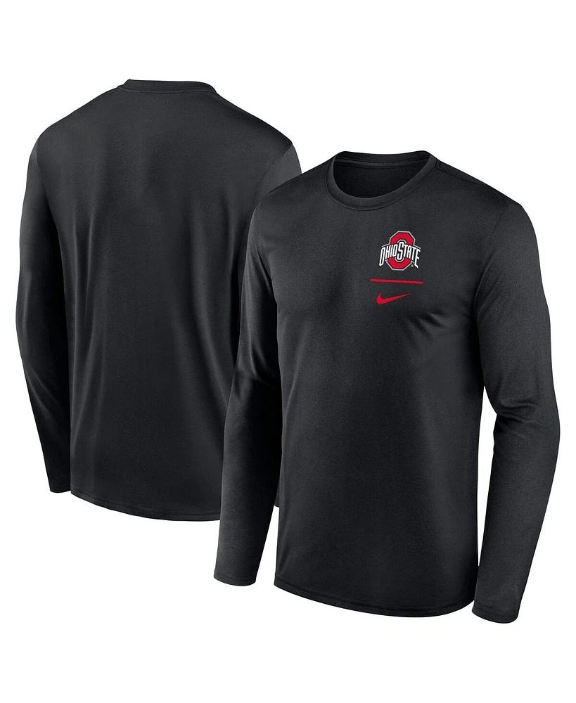 Nike Men's Black Ohio State Buckeyes Primary Stack Legend Long Sleeve T-Shirt