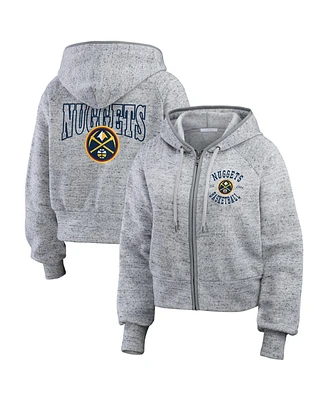 Wear by Erin Andrews Women's Heather Gray Denver Nuggets Speckled Radiator Full-Zip Hoodie