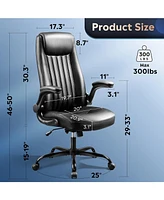 Galaxhero Computer Office Chair, High Back Ergonomic Desk Chair with Adjustable Flip-up Armrests, Lumbar Support and Thick Headrest, Executive Suede F