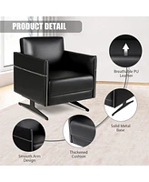 Slickblue Black Faux Leather Leisure Chair – Modern Upholstered Single Sofa with Comfortable Armrests