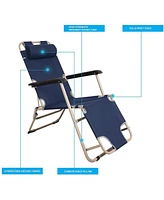 Slickblue Set of 2 Outdoor Reclining Lounge Chairs Adjustable Folding Patio Recliners with Pillow for Comfort