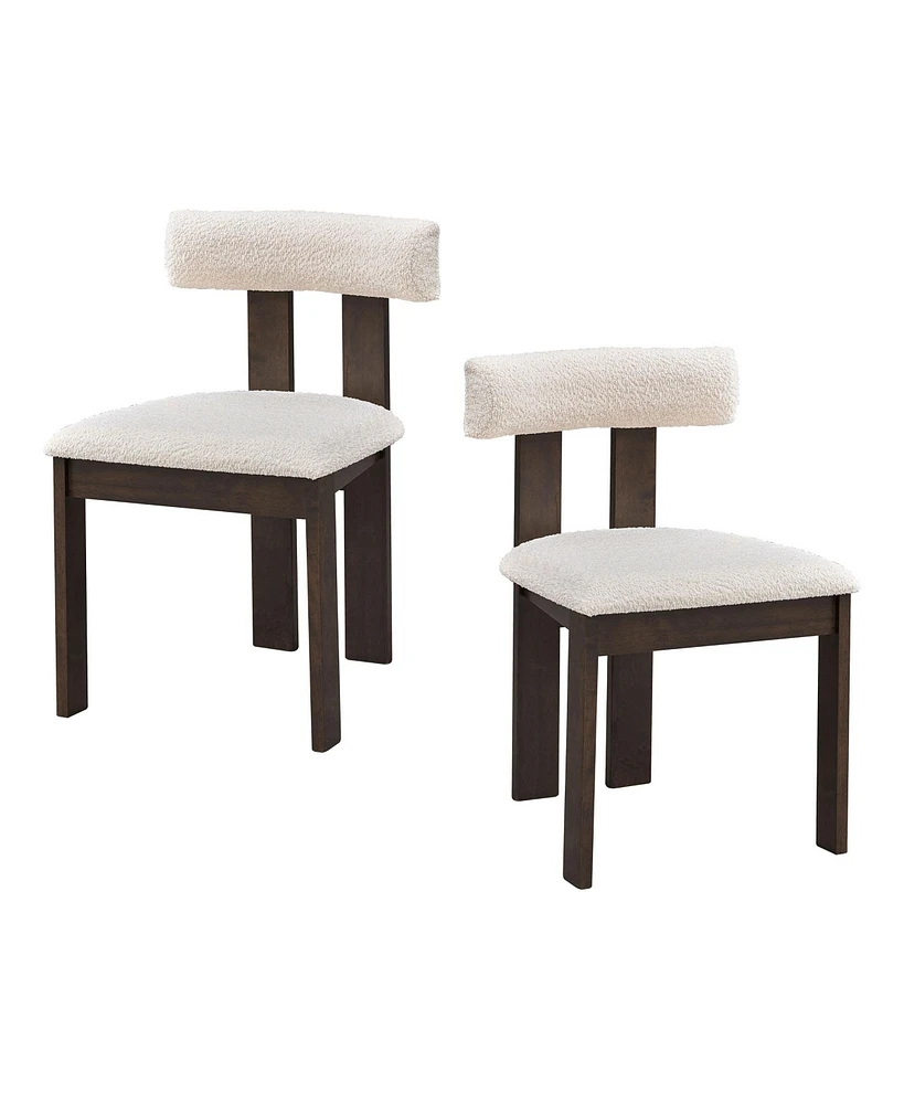 Streamdale Furniture Wooden Dining Chairs Set of 2, Modern Boucle Upholstered Kitchen Side Chairs,Mid Century Modern Kitchen Chairs with Open Back Far