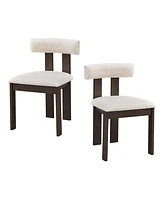 Streamdale Furniture Wooden Dining Chairs Set of 2, Modern Boucle Upholstered Kitchen Side Chairs,Mid Century Modern Kitchen Chairs with Open Back Far