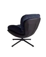 360° Swivel Accent Chair, Modern Chenille Lounge Chair with Faux Leather and Black Metal Base Frame, Comfortable Reading Chair for Small Spaces