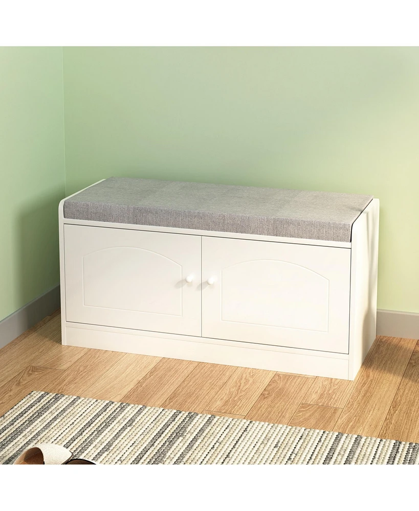 Streamdale Furniture Shoe Storage Bench with 2 Door Cabinet, Entryway Bench with Shoe Storage, Shoe Bench with Cushion, Adjustable Shelves, Shoe Rack