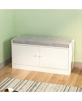 Streamdale Furniture Shoe Storage Bench with 2 Door Cabinet, Entryway Bench with Shoe Storage, Shoe Bench with Cushion, Adjustable Shelves, Shoe Rack