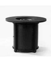 32inch Round Steel Fire Pit Table with Steel Lid and Lava Rocks