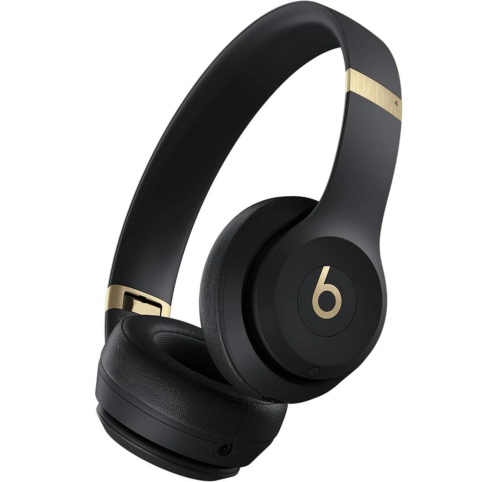 Beats Solo 4 - Wireless Bluetooth On-Ear Headphones, Apple & Android Compatible, Up to 50 Hours of Battery Life - Black & Gold