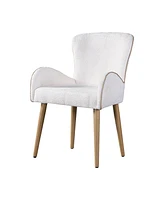 Streamdale Furniture Qwin Side Chair (Set-2), Beige Boucle & Oak Finish