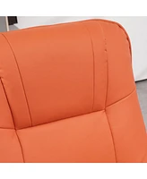 Streamdale Furniture Faux Leather Manual Recliner, Adjustable Swivel Lounge Chair with Footrest, Armrest and Wrapped Wood Base for Living Room, Orange