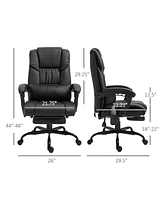 Streamdale Furniture Vinsetto High Back Massage Office Chair with 6 Vibration Points, Pu Leather Reclining Computer Chair, Ergonomic Office Chair with