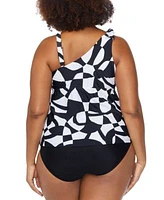 Raisins Curve Trendy Plus Size Marita Asymmetric Tankini Top Costa Ruched Bikini Bottoms