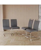 Modern Dining Chairs,Pu Faux Leather High Back Upholstered Side Chair with C-shaped Tube plating Metal Legs for Dining Room Kitchen Vanity Patio Club