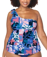 Raisins Curve Trendy Plus Marita Printed One-Shoulder Tankini