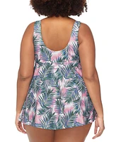 Raisins Curve Trendy Plus Lucia Printed Twist-Front Swimdress