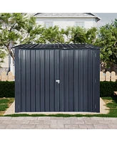 Streamdale Furniture Outdoor Steel Storage Shed For Bicycle with Slope Roof and 4 Bike Tracks, black