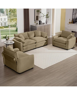 Streamdale Furniture Warm and Cozy Sofa Set with Soft Cushions and Pillows, Home Theater Style Sofa Set Consisting of One 2-Seater Sofas and Two Singl