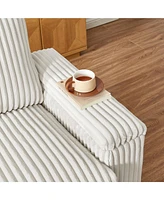 71" Loveseat Small Sofa Plush Corduroy Fabric Square Storage Armrest Usb port (Only Sofa, Do Not Include Ottoman)
