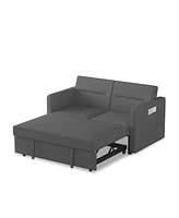 Streamdale Furniture Loveseats Sofa Bed with Pull-out Bed,Adjsutable Back and Two Arm Pocket-Dark grey(54.5"x33"x31.5")