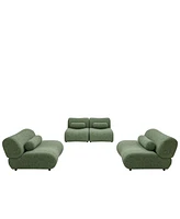Green Modular Living Room Sofa – Stylish Chenille Fabric Sofa with 70-Degree Reclined Backrest and Cylindrical Pillows, Flexible Layout, Multip