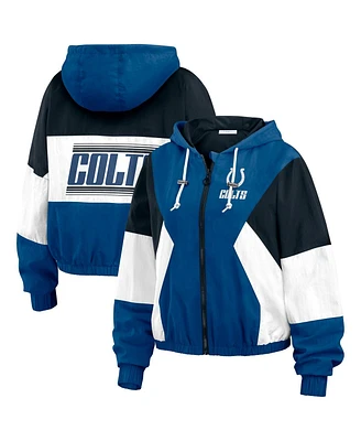 Wear by Erin Andrews Women's Blue Indianapolis Colts Color Block Full-zip Windbreaker Jacket