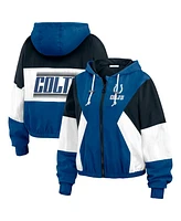 Wear by Erin Andrews Women's Blue Indianapolis Colts Color Block Full-zip Windbreaker Jacket